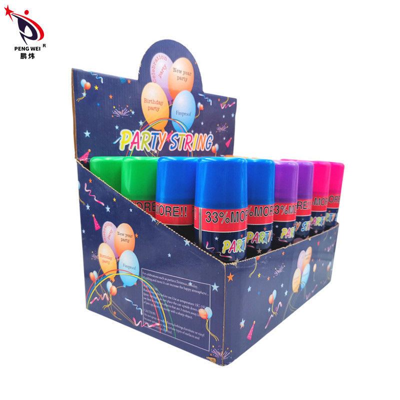 Non tossico Silly String Spray facile da pulire colorato Natale Halloween Party String Crazy