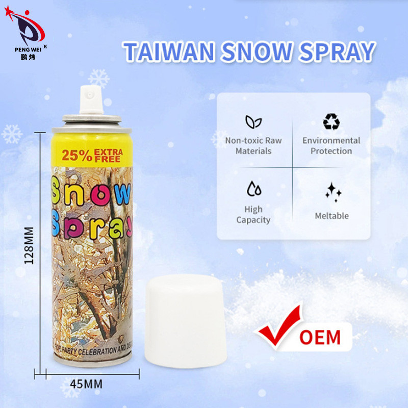 Non tossico, inodore, personalizzato, spray per neve artificiale istantanea, durata di conservazione 3 anni